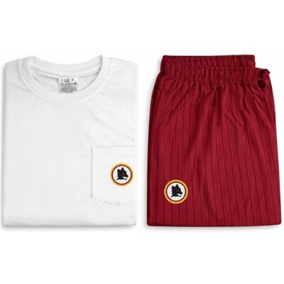 AS Roma Unisex Adult Pyjama Set T-Shirt & Turtleneck Trousers (Pack of 2), red, S AS Roma Unisex Adult Pyjama Set T-Shirt & Turtleneck Trousers (Pack of 2), red, S