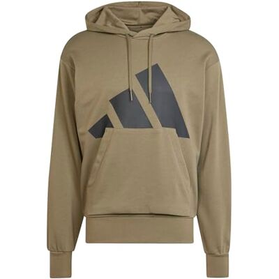 adidas Men's Essentials Big Logo French Terry Hoodie Sweatshirt, Olive Strata/Black, M adidas Men's Essentials Big Logo French Terry Hoodie Sweatshirt, Olive Strata/Black, M