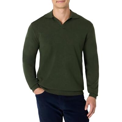 Amazon Essentials Men's Long Sleeve Regular Fit Knit Polo Jumper, Dark Olive, XS Amazon Essentials Men's Long Sleeve Regular Fit Knit Polo Jumper, Dark Olive, XS
