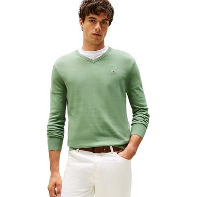 Tommy Hilfiger Men’s V-Neck Essential Cotton Jumper Tommy Hilfiger Men’s V-Neck Essential Cotton Jumper