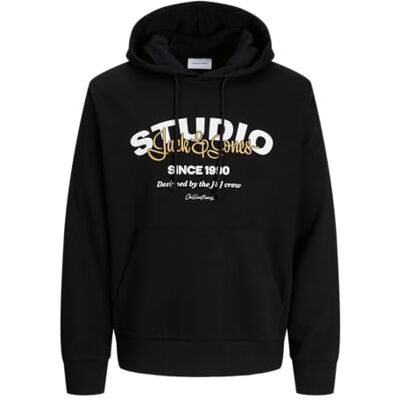 JACK & JONES Jjyuki Sweat Hood Bf, black, L JACK & JONES Jjyuki Sweat Hood Bf, black, L