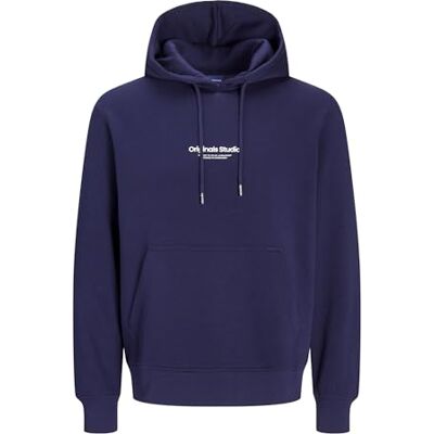 JACK & JONES Male Hoodie Printed Hoodie, Ocean Cavern, S JACK & JONES Male Hoodie Printed Hoodie, Ocean Cavern, S