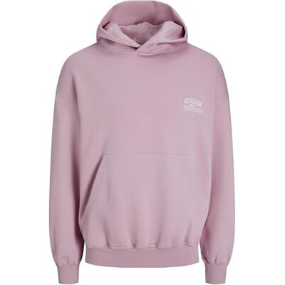 JACK & JONES Mens Originals Atelier Back Print Hoodie Pink Nectar S JACK & JONES Mens Originals Atelier Back Print Hoodie Pink Nectar S