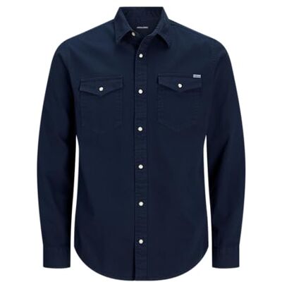 JACK & JONES Men's Jjesheridan L/S Noos Denim shirt, Blue (Dark Navy Fit: Slim), XL UK JACK & JONES Men's Jjesheridan L/S Noos Denim shirt, Blue (Dark Navy Fit: Slim), XL UK