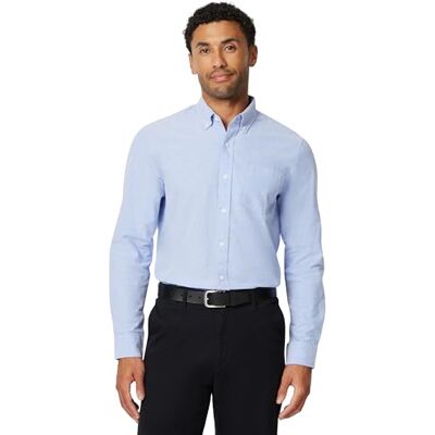 Amazon Essentials Men's Slim-Fit Long-Sleeve Pocket Oxford Shirt, Blue, S Amazon Essentials Men's Slim-Fit Long-Sleeve Pocket Oxford Shirt, Blue, S
