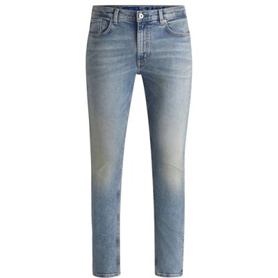 Hugo Boss Men's Zane Extra Slim Fit Blue Stretch Denim Jeans with Stone Washed Finish, Bright Blue, 36 W/34 L Hugo Boss Men's Zane Extra Slim Fit Blue Stretch Denim Jeans with Stone Washed Finish, Bright Blue, 36 W/34 L