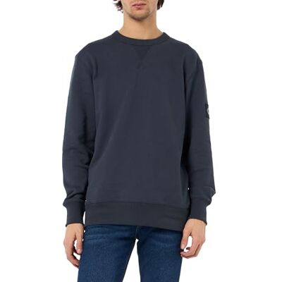 Calvin Klein Men’s Crew Neck Badge Cotton Sweatshirt, Blue (India Ink), XXXL Calvin Klein Men’s Crew Neck Badge Cotton Sweatshirt, Blue (India Ink), XXXL