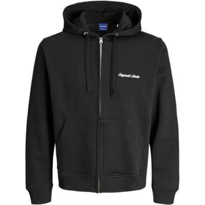 JACK & JONES JORNORREBRO EMB Men's Hoodie with Zip Hood Relaxed Fit, black, XL JACK & JONES JORNORREBRO EMB Men's Hoodie with Zip Hood Relaxed Fit, black, XL