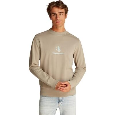 Calvin Klein Men’s Crew Neck Shadow Logo Regular Fit Sweatshirt, Beige (Aluminum), XS Calvin Klein Men’s Crew Neck Shadow Logo Regular Fit Sweatshirt, Beige (Aluminum), XS