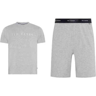 Ted Baker Men's Nightwear T Shirt and Short Set Pajama, Heather Grey, L Ted Baker Men's Nightwear T Shirt and Short Set Pajama, Heather Grey, L