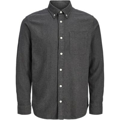 JACK & JONES Jprblubrook Twill Solid L/S Shirt Sn, Black, S JACK & JONES Jprblubrook Twill Solid L/S Shirt Sn, Black, S