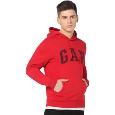 GAP Men's Logo Fleece Hoodie Hooded Sweatshirt, Crimson Red, L GAP Men's Logo Fleece Hoodie Hooded Sweatshirt, Crimson Red, L