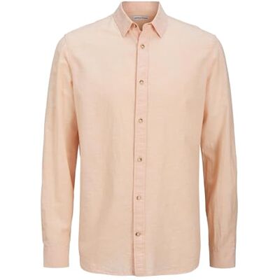 JACK & JONES Men's Jjesummer Shirt LS Sn Long Sleeve Shirt, Peach Parfait, L JACK & JONES Men's Jjesummer Shirt LS Sn Long Sleeve Shirt, Peach Parfait, L