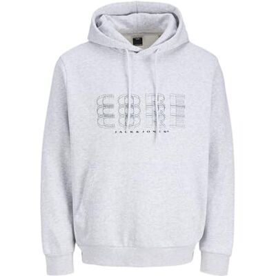 JACK & JONES Jcofusion Branding Sweat Hood, White melange, S JACK & JONES Jcofusion Branding Sweat Hood, White melange, S