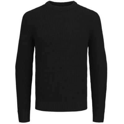 JACK & JONES Men's Jjliam Knit Crew Neck Knitted Jumper, Black, M JACK & JONES Men's Jjliam Knit Crew Neck Knitted Jumper, Black, M