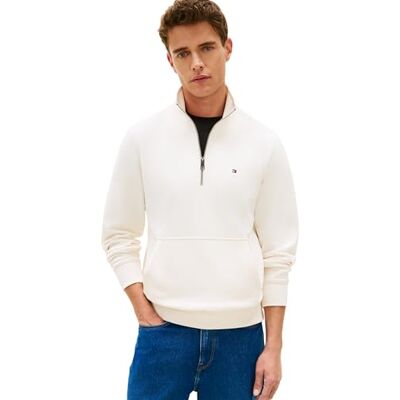 Tommy Hilfiger Men's Essential Terry New 1/4 Zip Mw0mw43115 Half Zip Sweatshirt Tommy Hilfiger Men's Essential Terry New 1/4 Zip Mw0mw43115 Half Zip Sweatshirt