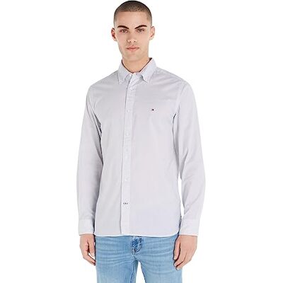 Tommy Hilfiger Men's Core Flex Mini Geo PRT Rf Shirt Mw0mw25036 Casual Shirts, White (White/Carbon Navy), S Tommy Hilfiger Men's Core Flex Mini Geo PRT Rf Shirt Mw0mw25036 Casual Shirts, White (White/Carbon Navy), S