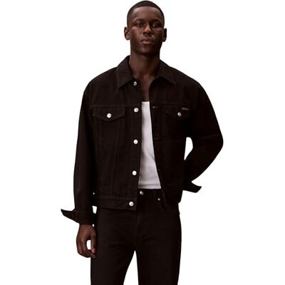 Calvin Klein Men’s Denim Jacket 90s Classic Black Trucker with Chest Pockets, Black (Ck Classic Black), XL Calvin Klein Men’s Denim Jacket 90s Classic Black Trucker with Chest Pockets, Black (Ck Classic Black), XL