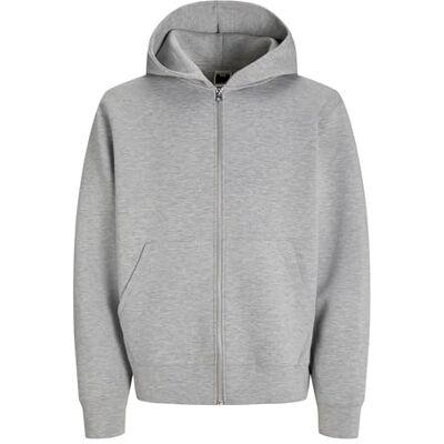 JACK & JONES Jcocover Scuba Sweat Zip Hood Noos, Light Grey Mix, M JACK & JONES Jcocover Scuba Sweat Zip Hood Noos, Light Grey Mix, M