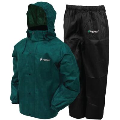 FROGG TOGGS Men's Standard Classic All-Sport Waterproof Breathable Rain Suit, Dark Green/Black Pants, XX-Large FROGG TOGGS Men's Standard Classic All-Sport Waterproof Breathable Rain Suit, Dark Green/Black Pants, XX-Large