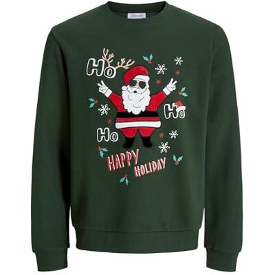 JACK & JONES Men's Sweatshirt Sweater Christmas Sweat Crew Neck Xmas, Kombu green, S JACK & JONES Men's Sweatshirt Sweater Christmas Sweat Crew Neck Xmas, Kombu green, S