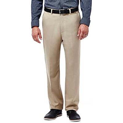 Haggar Men's Cool 18 Classic Fit Flat Front Hidden Expandable Waistband Casual Pant Haggar Men's Cool 18 Classic Fit Flat Front Hidden Expandable Waistband Casual Pant