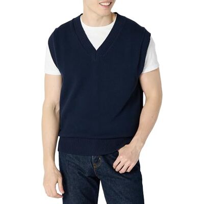 Amazon Essentials Men's Relaxed-fit Sleeveless V-Neck Tank Top Jumper Vest, Navy, L Amazon Essentials Men's Relaxed-fit Sleeveless V-Neck Tank Top Jumper Vest, Navy, L