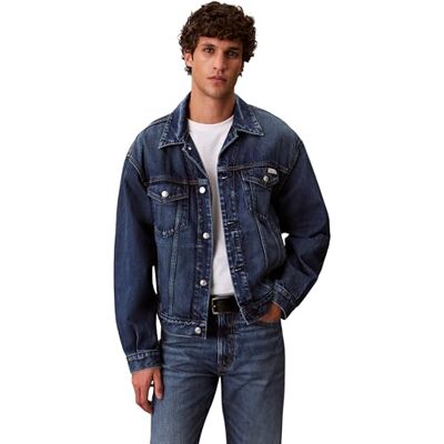 Calvin Klein Men’s Denim Jacket 90s Horizon Trucker with Chest Pockets, Blue (Horizon), 3XL Calvin Klein Men’s Denim Jacket 90s Horizon Trucker with Chest Pockets, Blue (Horizon), 3XL