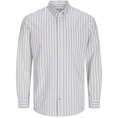 JACK & JONES Men's Jjeoxford Shirt LS Noos Long Sleeve Shirt, Crockery/Stripes: Stripes, M JACK & JONES Men's Jjeoxford Shirt LS Noos Long Sleeve Shirt, Crockery/Stripes: Stripes, M