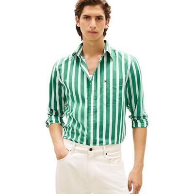 Tommy Hilfiger Men's Flex Poplin Bold Stripe Shirt Mw0mw41715 L/S Shirt (Pack of 1) Tommy Hilfiger Men's Flex Poplin Bold Stripe Shirt Mw0mw41715 L/S Shirt (Pack of 1)