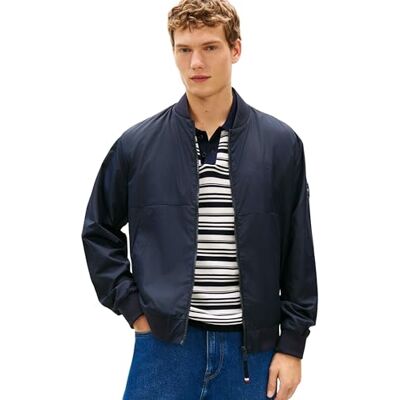 Tommy Hilfiger Men’s Bomber Jacket Branded Water Repellent, Blue (Desert Sky), L Tommy Hilfiger Men’s Bomber Jacket Branded Water Repellent, Blue (Desert Sky), L
