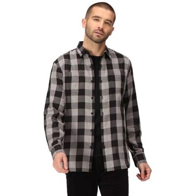 Regatta Men's Lance Long Sleeved Checked Shirt Black/Dark Grey Bold Check XXL Regatta Men's Lance Long Sleeved Checked Shirt Black/Dark Grey Bold Check XXL