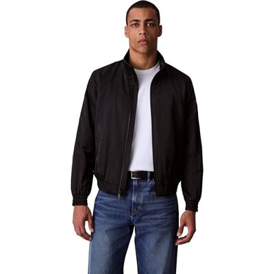 Calvin Klein Men’s Padded Harrington Jacket with Stand Collar, Black (Black), S Calvin Klein Men’s Padded Harrington Jacket with Stand Collar, Black (Black), S