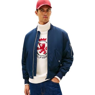 Tommy Hilfiger Men’s Authentic Bomber Jacket with Zip, Blue (Dark Night Navy), XXL Tommy Hilfiger Men’s Authentic Bomber Jacket with Zip, Blue (Dark Night Navy), XXL