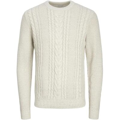 JACK & JONES Men's Knitted Jumper, White Melange, S JACK & JONES Men's Knitted Jumper, White Melange, S