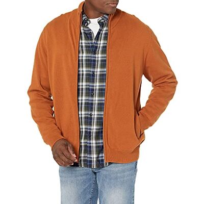Amazon Essentials Men's Full-Zip Cotton Jumper, Rust, M Amazon Essentials Men's Full-Zip Cotton Jumper, Rust, M