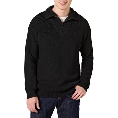 Amazon Essentials Men's Quarter-Zip, Rib-Knit, Relaxed-fit Jumper, Black, XS Amazon Essentials Men's Quarter-Zip, Rib-Knit, Relaxed-fit Jumper, Black, XS