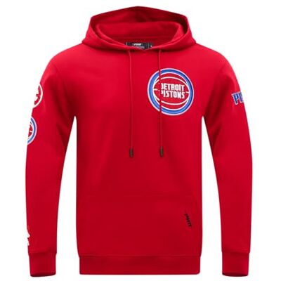 Pro Standard Mens NBA Detroit Pistons Classic Chenille Pull Over Hoodie Red 2XL Pro Standard Mens NBA Detroit Pistons Classic Chenille Pull Over Hoodie Red 2XL
