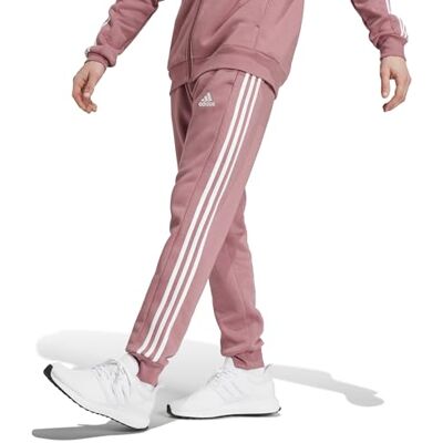adidas Men's Essentials Fleece 3-Stripes Tapered Cuff Pants, preloved Crimson, XXL adidas Men's Essentials Fleece 3-Stripes Tapered Cuff Pants, preloved Crimson, XXL