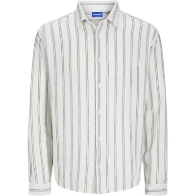 JACK & JONES Jorjoshua Loose Weave Shirt Ls, Cloud Dancer/Stripes: Stripes, S JACK & JONES Jorjoshua Loose Weave Shirt Ls, Cloud Dancer/Stripes: Stripes, S