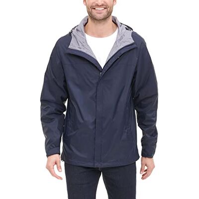 Tommy Hilfiger Men's Waterproof Breathable Hooded Jacket Raincoat, Navy, XS Tommy Hilfiger Men's Waterproof Breathable Hooded Jacket Raincoat, Navy, XS