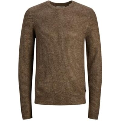 JACK & JONES Men's Jcotwist Striped Knit Crew Neck Knitted Jumper, Seal Brown/Detail:Twisted W. Mountain Trail, XL JACK & JONES Men's Jcotwist Striped Knit Crew Neck Knitted Jumper, Seal Brown/Detail:Twisted W. Mountain Trail, XL