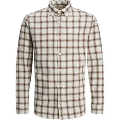 JACK & JONES Men's Jprblubrook Check Structure Shirt L/S Sn Casual Shirt, Cloud Dancer, XS JACK & JONES Men's Jprblubrook Check Structure Shirt L/S Sn Casual Shirt, Cloud Dancer, XS