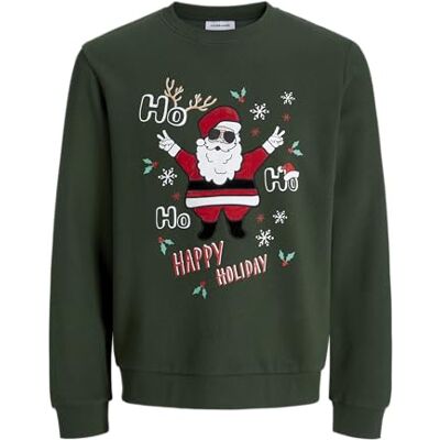 JACK & JONES Men's Jjchristmas Sweat Crew Neck Jnr, Kombu Green, 176 JACK & JONES Men's Jjchristmas Sweat Crew Neck Jnr, Kombu Green, 176