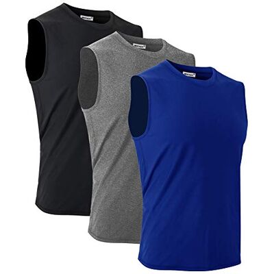 MeetHoo Men's Tank Top, Sleeveless T Shirt Vest Tops Quick-Dry Sweatproof Sports Undershirt for Running Fitness Gym, Black+Blue+Grey, XL MeetHoo Men's Tank Top, Sleeveless T Shirt Vest Tops Quick-Dry Sweatproof Sports Undershirt for Running Fitness Gym, Black+Blue+Grey, XL