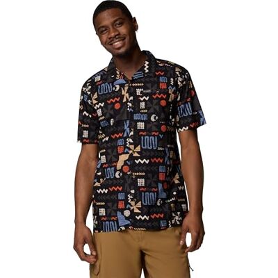 Columbia Men's Pine Canyon Short Sleeve, Short Sleeve Shirt, Black Outer Bounds, S Columbia Men's Pine Canyon Short Sleeve, Short Sleeve Shirt, Black Outer Bounds, S