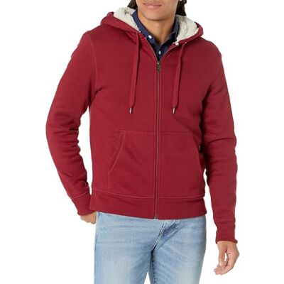 Amazon Essentials Men's Sherpa-Lined Full-Zip Fleece Hoodie, Red, XXL Amazon Essentials Men's Sherpa-Lined Full-Zip Fleece Hoodie, Red, XXL