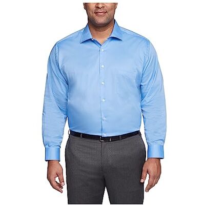 Van Heusen Men's Fit Dress Shirt Flex Collar Stretch Solid (Big and Tall), Blue Frost, 17" Neck 37"-38" Sleeve Van Heusen Men's Fit Dress Shirt Flex Collar Stretch Solid (Big and Tall), Blue Frost, 17" Neck 37"-38" Sleeve