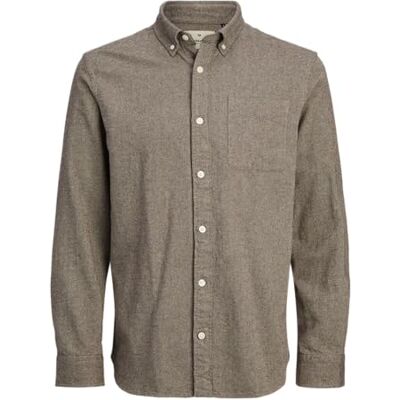 JACK & JONES Men's Jprblubrook Twill Solid L/S Shirt Sn, Malt Ball, XS JACK & JONES Men's Jprblubrook Twill Solid L/S Shirt Sn, Malt Ball, XS