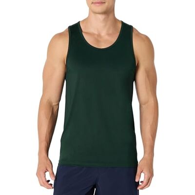 Amazon Essentials Men's Quick-Dry Tech Stretch Active Sleeveless Gym Vest Workout Shirt, Dark Green, XS Amazon Essentials Men's Quick-Dry Tech Stretch Active Sleeveless Gym Vest Workout Shirt, Dark Green, XS